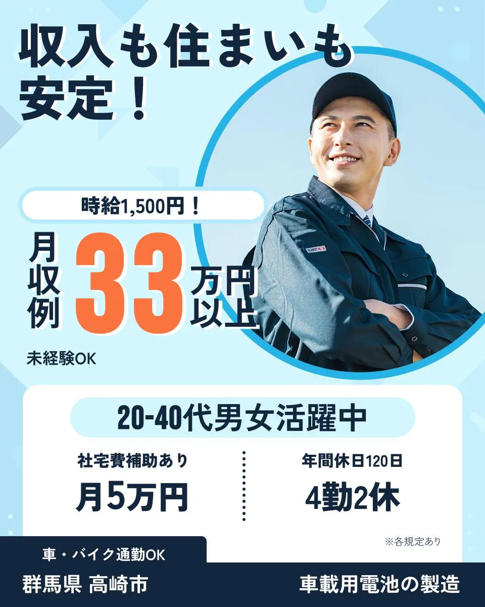 ≪寮完備・月収33.5万円・派遣社員≫電子部品系工場での検査・検...