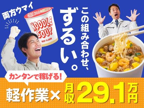 ≪寮完備・月収29万円・派遣社員≫食品系工場での加工作業 夜勤