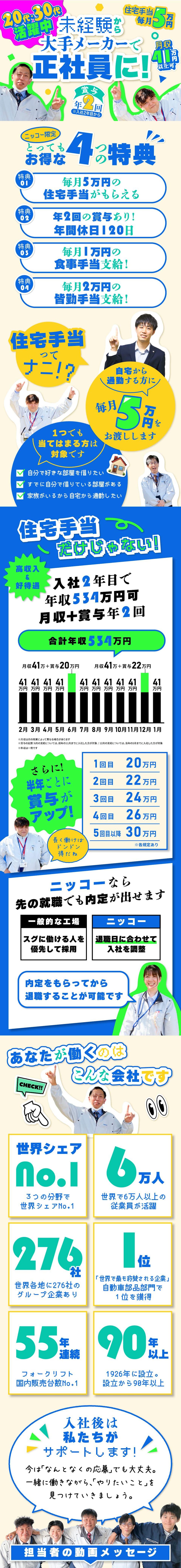 ≪寮無料・月収41万円・契約社員≫自動車系工場での組立・機械操作...