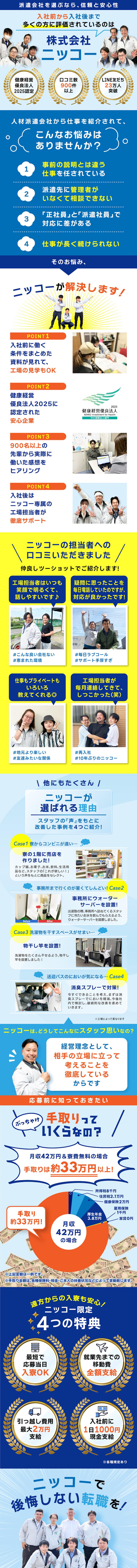≪寮無料・月収44万円・派遣社員≫自動車系工場での検査・検品 交替制