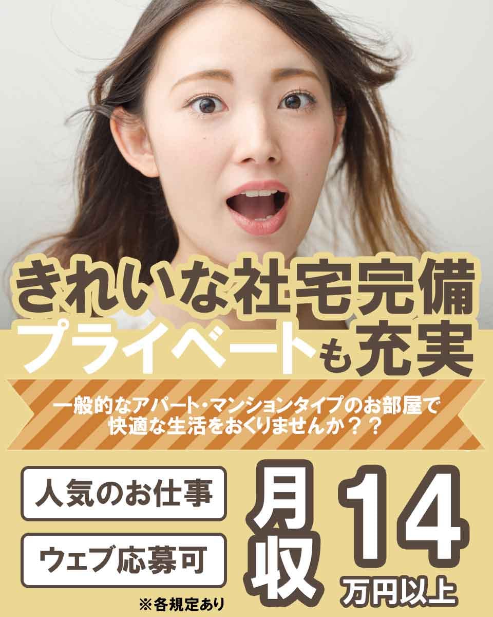 ≪寮完備・月収14.5万円・派遣社員≫化学系工場での軽作業 日勤