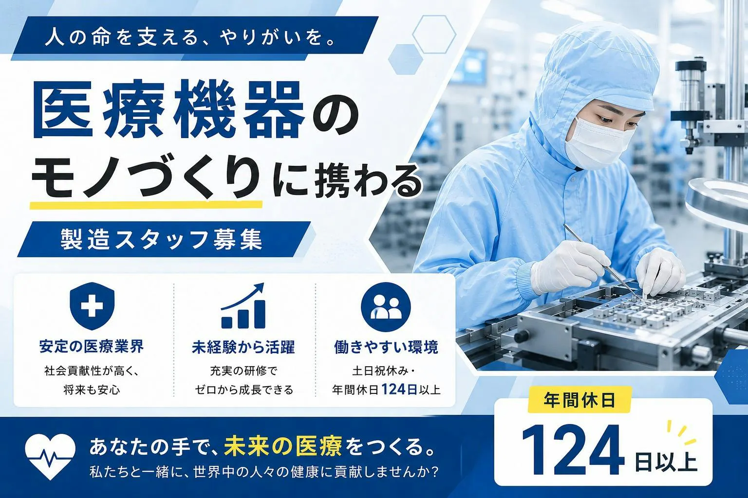 【転勤なし/地元積極採用中～】就業開始相談OK！！製造未経験からスタートOK/医療小型部品の製造/就業後からもサポート体制抜群／新しい一歩の応援キャンペーン開催中