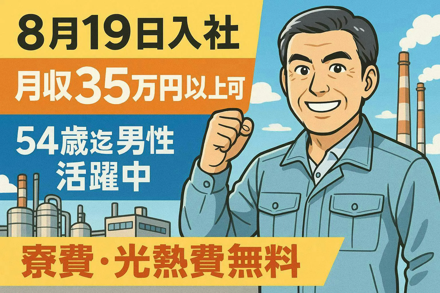 8月19日入社🎵寮費・光熱費無料🎵未経験から始める製造業🎵