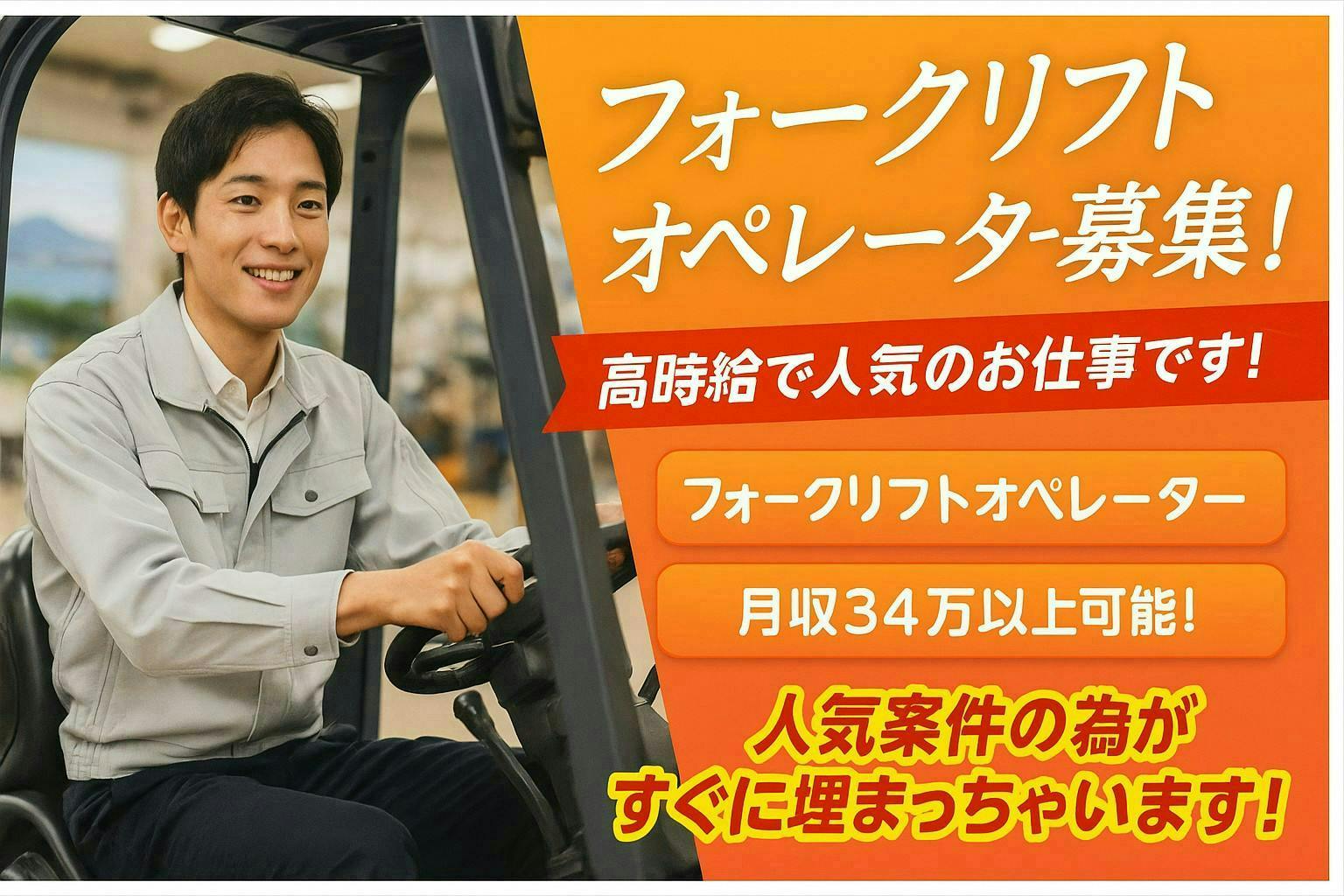 ≪寮完備・月収34万円・契約社員≫自動車系工場でのフォーク・運搬...
