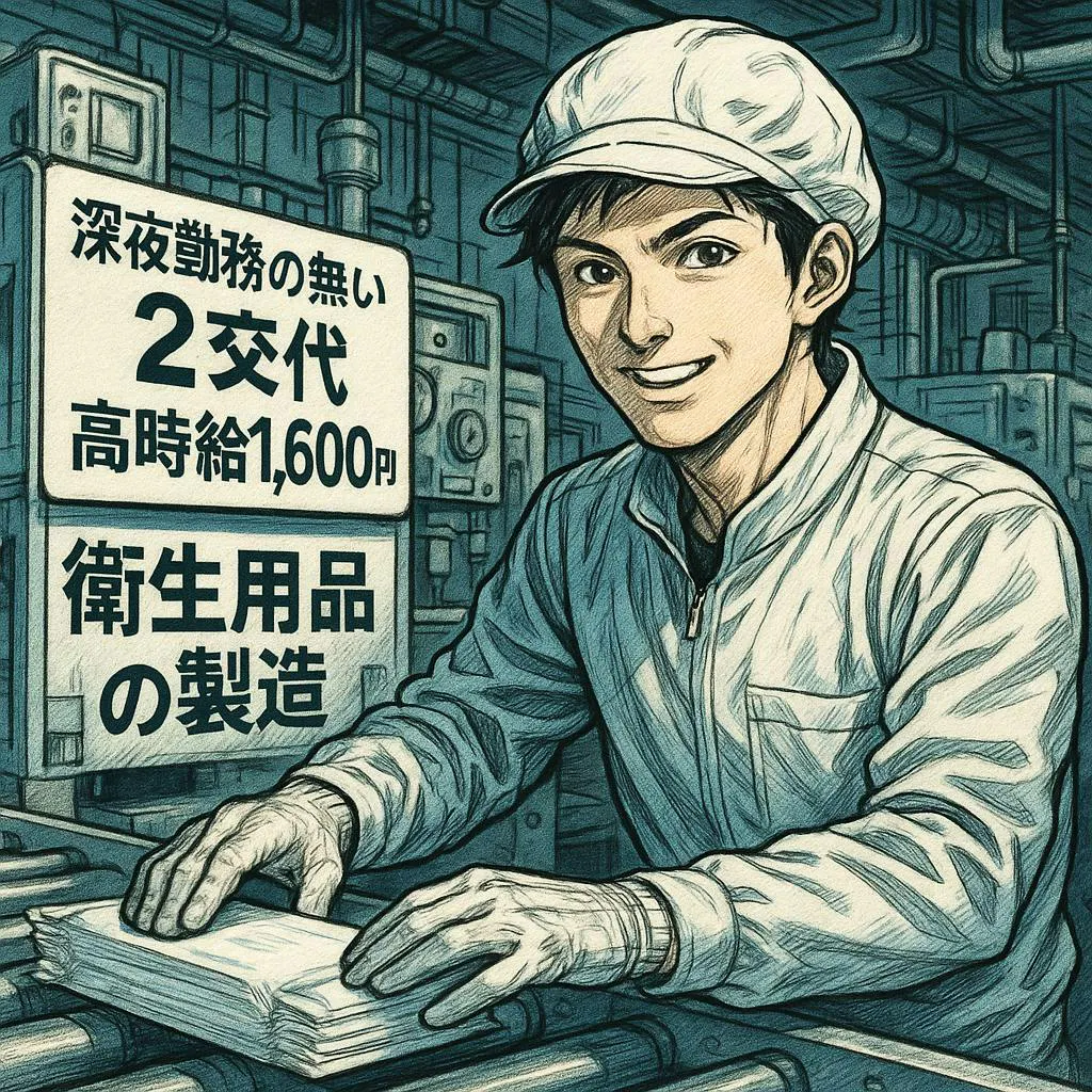 ⭐深夜勤務の無い2交代⭐紙おむつ製造の機械オペレーター