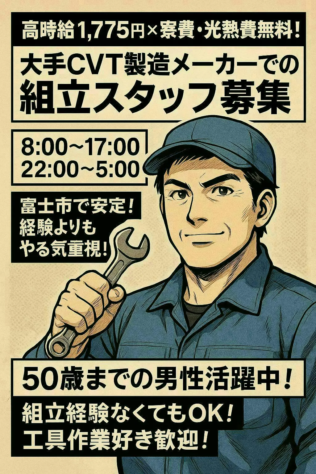 【高時給1,775円】寮費・光熱費無料！大手CVT製造メーカーでの組立スタッフ募集