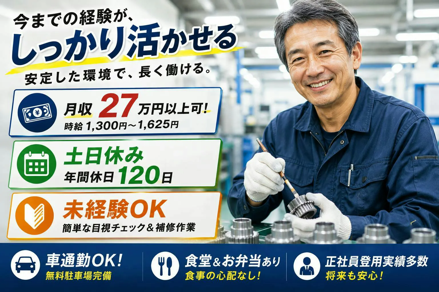 ≪月収26.5万円・派遣社員≫自動車系工場での機械操作・製造オペ...