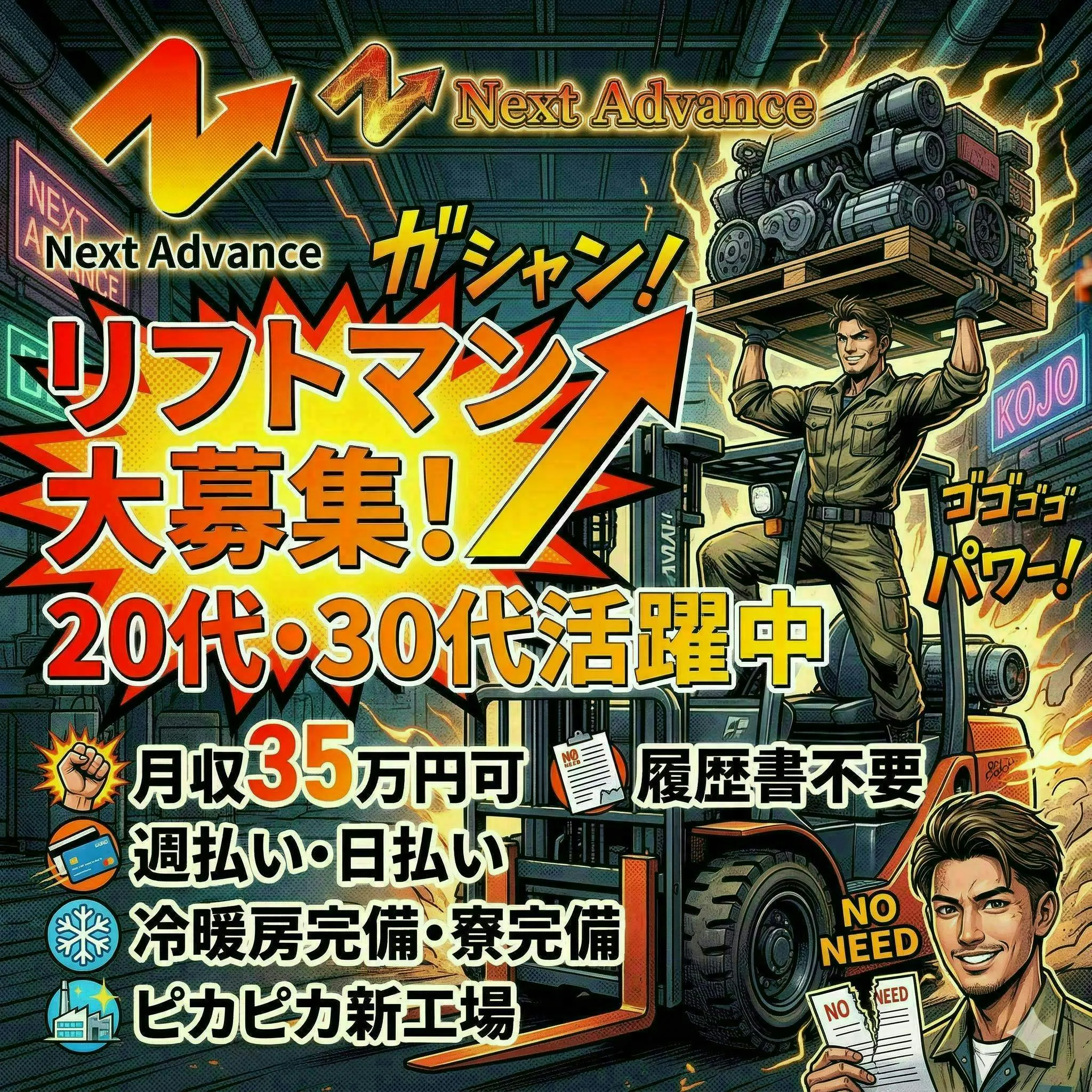 【みよし市】📢リフトマーン！！大集合！！／２交替／モクモク派にオススメ✨／残業の有無が選べる／月収35万円以上も可能◎／喫煙スペースあり／服装・髪色・ピアスも自由！／自分らしさはそのままでOK☆／20代30代が大活躍中😎