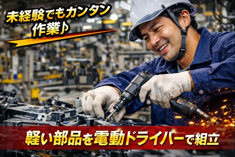 ≪月収34万円・正社員≫自動車系工場での組立・加工・プレス 交替制