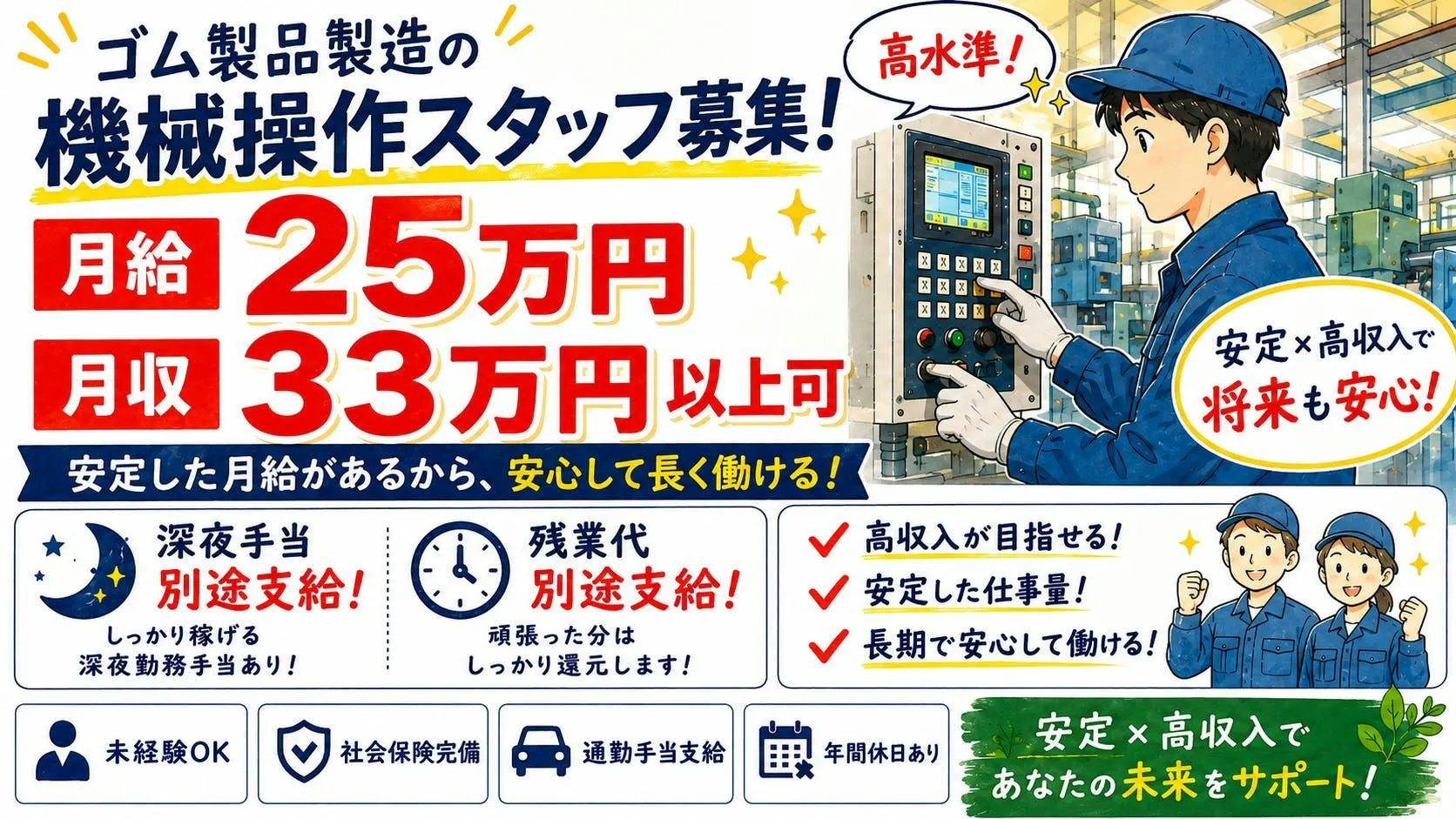 ≪寮完備・月収33万円・正社員≫自動車系工場での機械操作・製造オ...