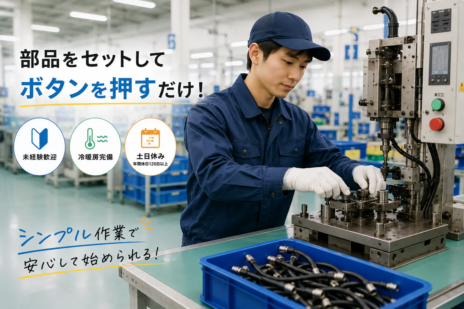 自動車部品の組付け・製造オペレーター／未経験歓迎！高時給1,400円・土日休み