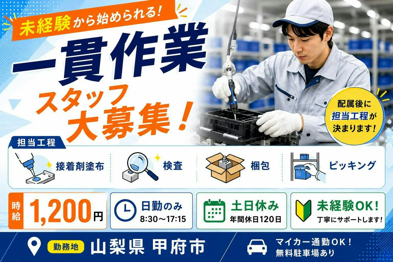 ≪月収21.5万円・正社員≫建築系工場での検査・検品 日勤