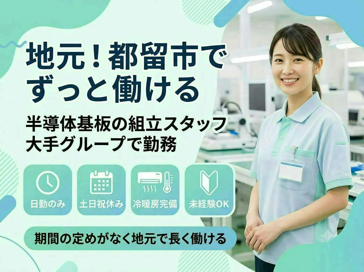 【無期雇用派遣】地元で長く安定して就業可能／プラモデル感覚で組立→検査／シンプル作業／山梨県都留市