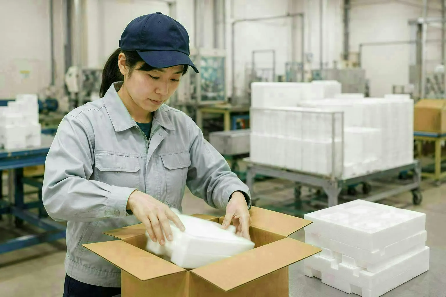 【宮若市】軽い発泡樹脂製品の梱包｜時給1,190円・未経験OK
