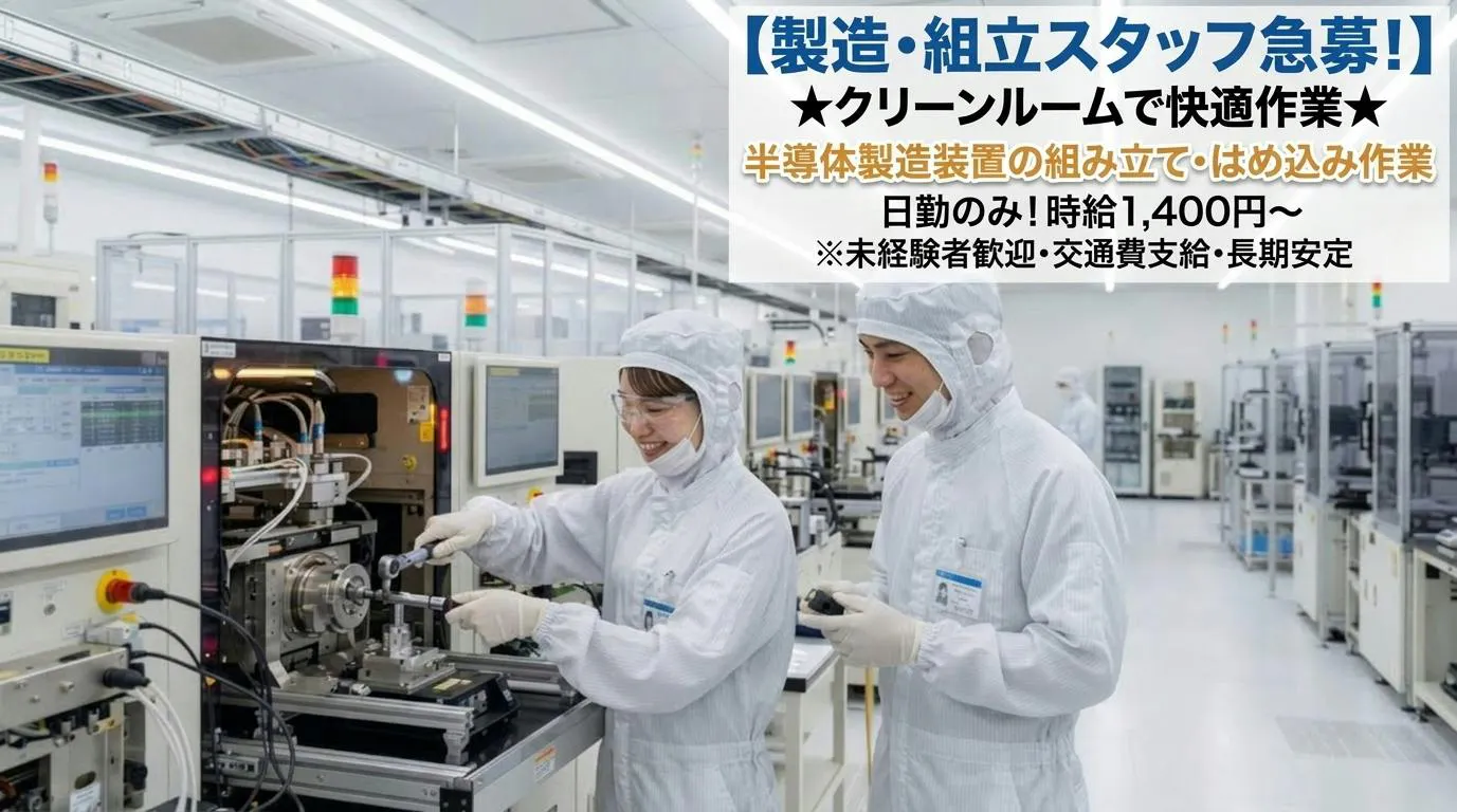 人気の日勤のみ　クリーンルーム内で年中快適