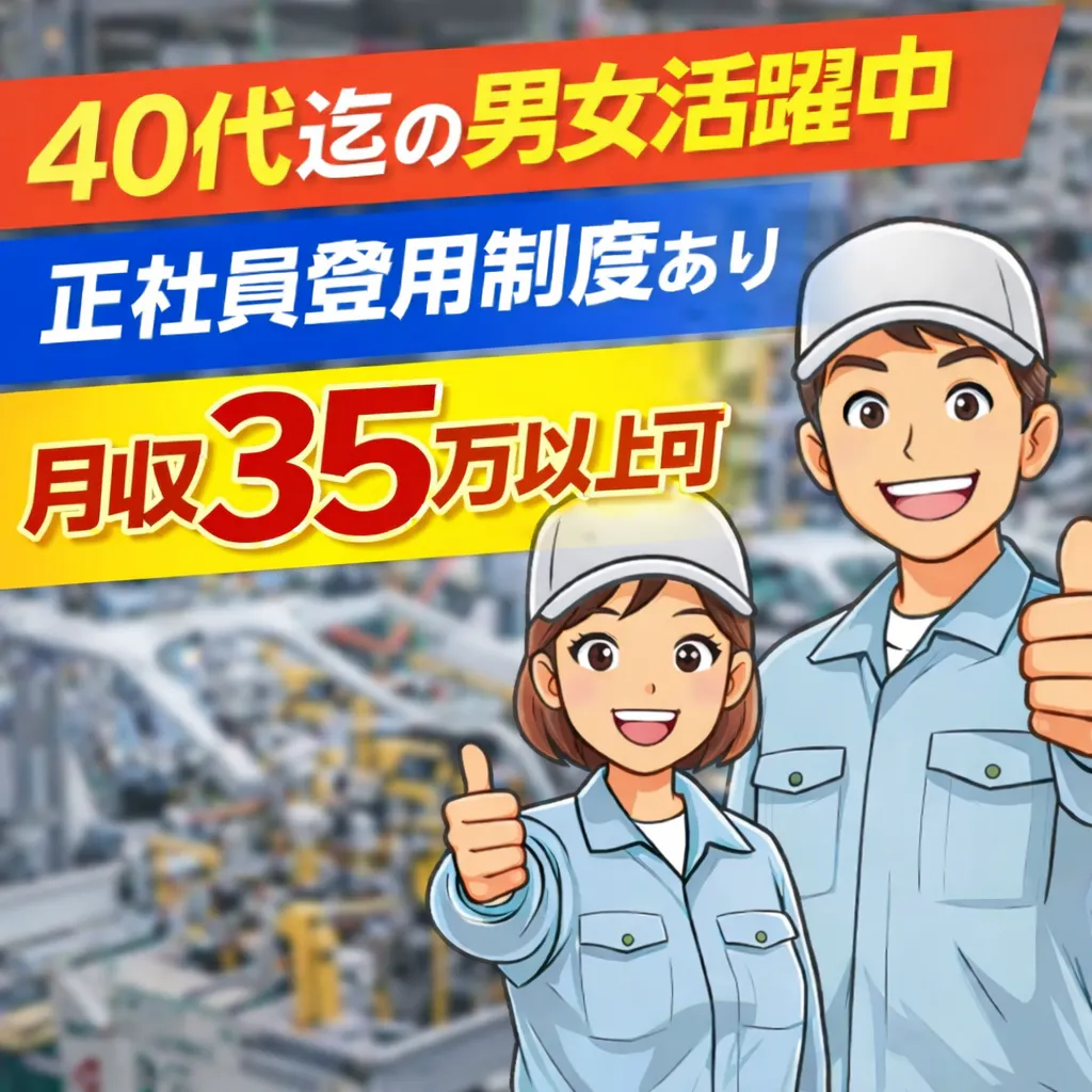 自動車部品工場での組立・加工・プレス製造スタッフ
