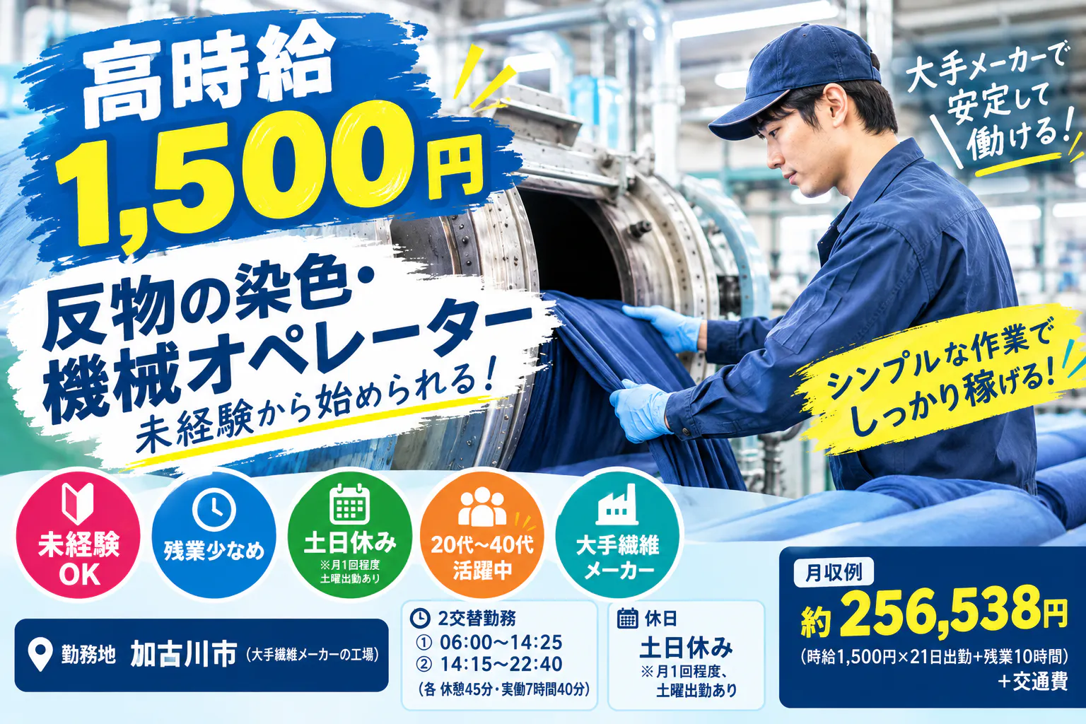 高時給＼時給1,500円以上／簡単作業♪　製造　機械オペレーター　20~４0代活躍中♪