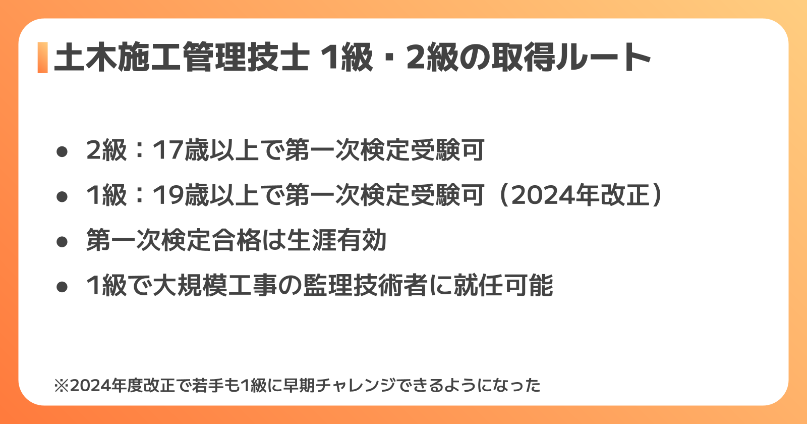 土木施工管理技士の資格