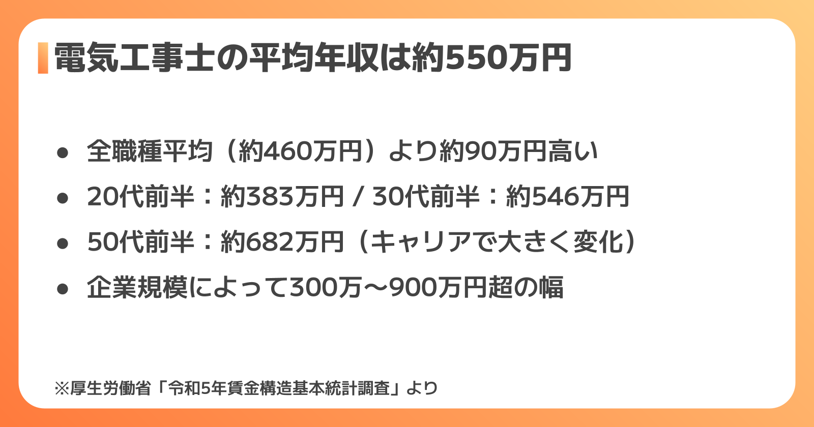 電気工事士の年収ランキング【2026年版】会社・資格・年代別の平均給与 