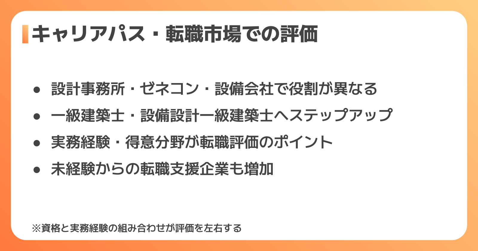 建築設備士のキャリアパス・転職市場での評価