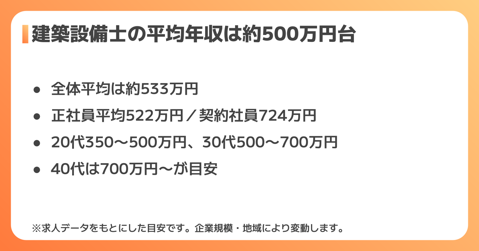 建築設備士の平均年収はいくら?最新データで解説