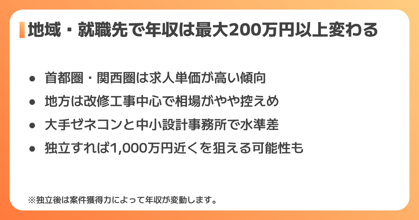 地域・就職先による年収の違い