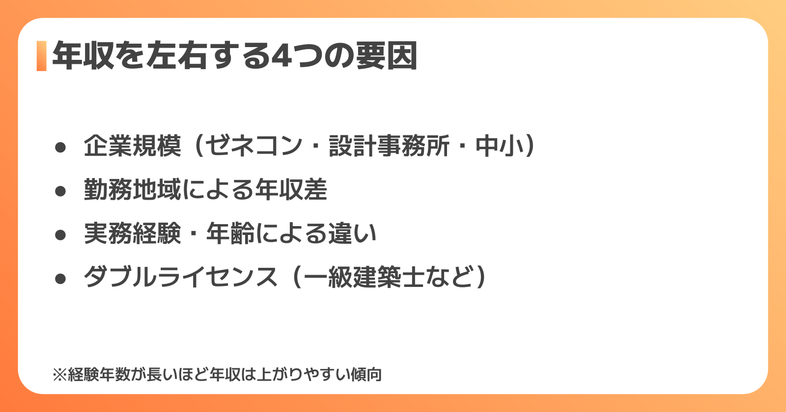建築設備士の年収を左右する4つの要因