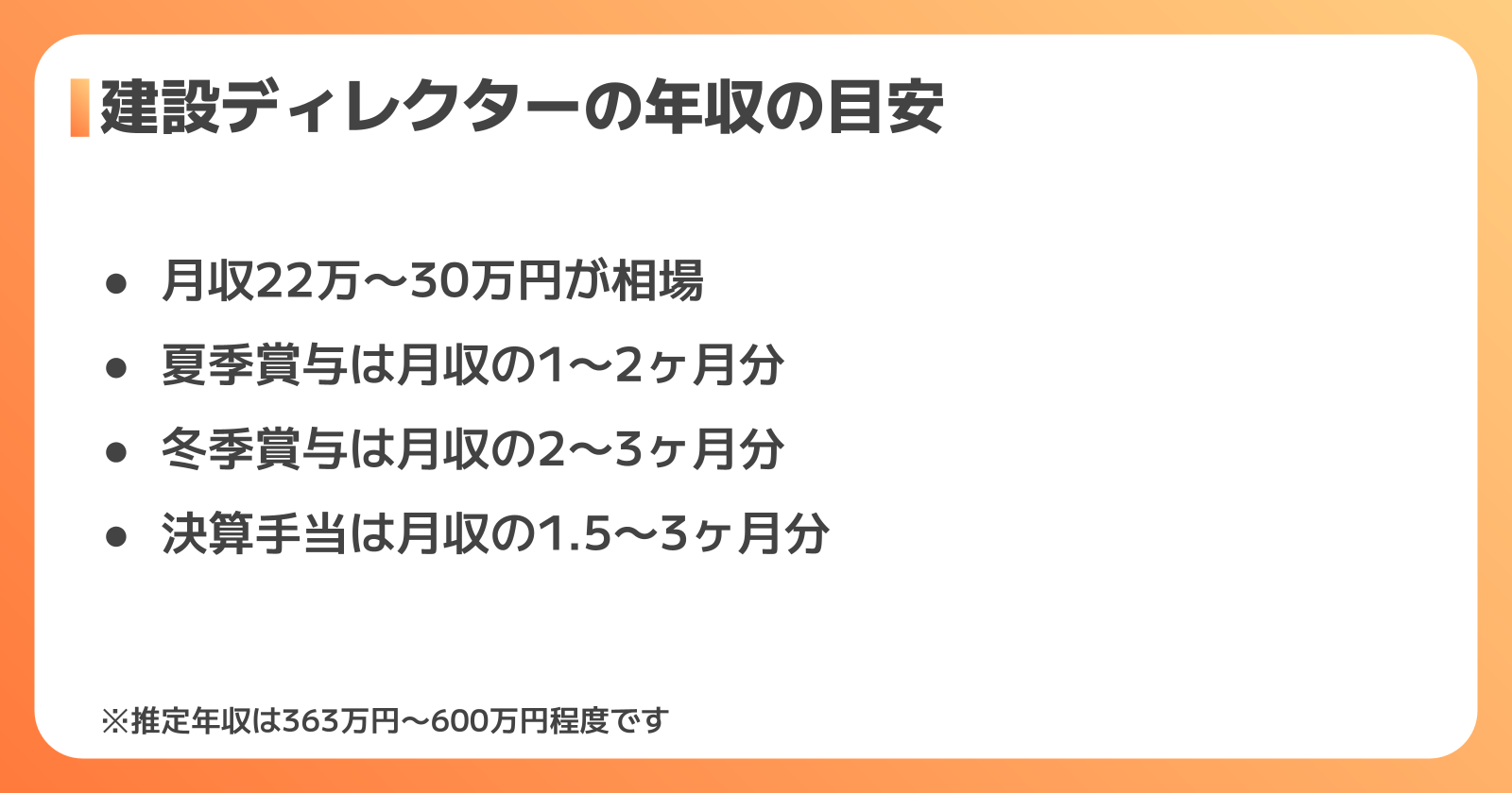 建設ディレクターの年収の目安