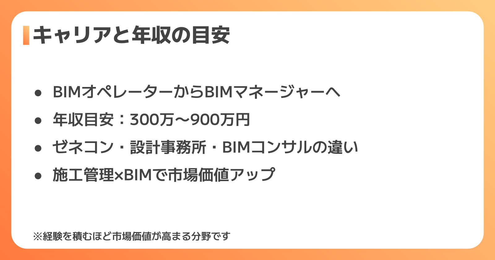 BIM人材のキャリアパスと年収相場