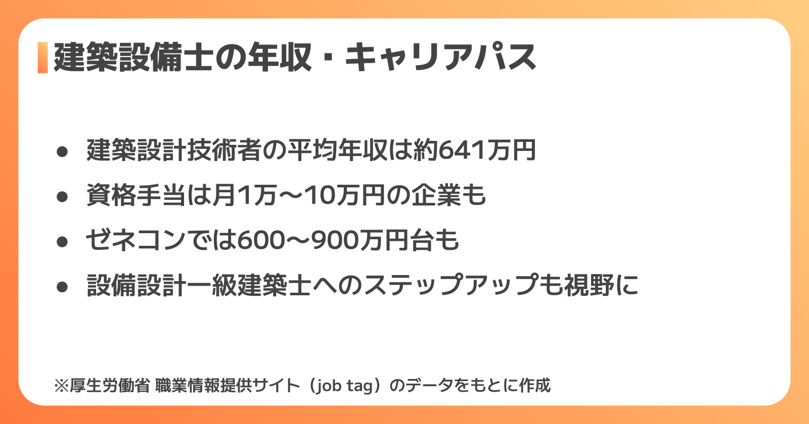 建築設備士の年収・キャリアパス
