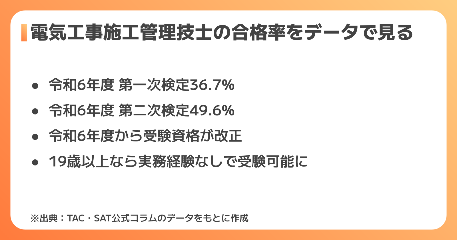 電気工事施工管理技士の合格率をデータで見る