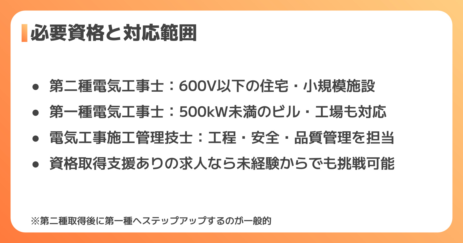 電気設備工事の求人に必要な資格