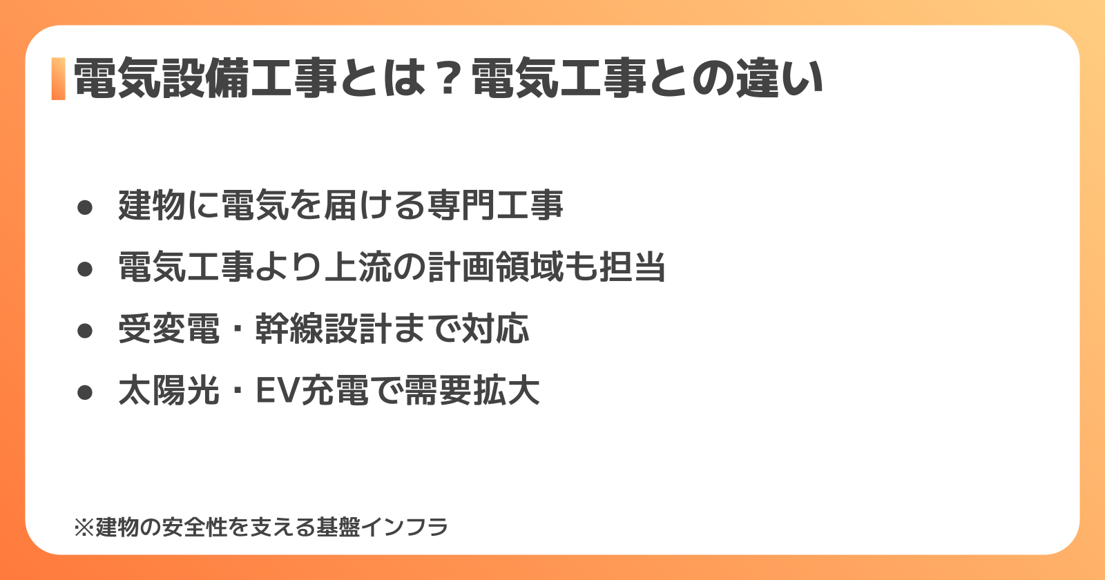 電気設備工事の基本と電気工事との違い