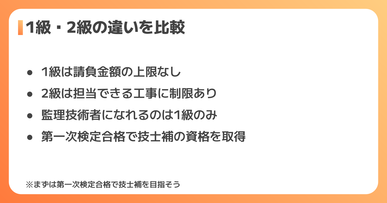 1級と2級電気工事施工管理技士の違い