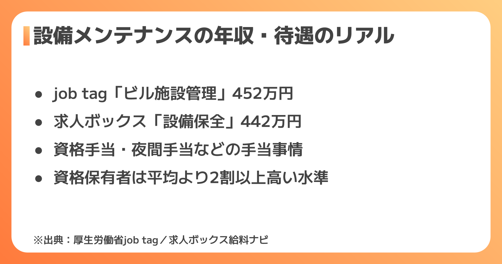 設備保全の年収・待遇のリアル