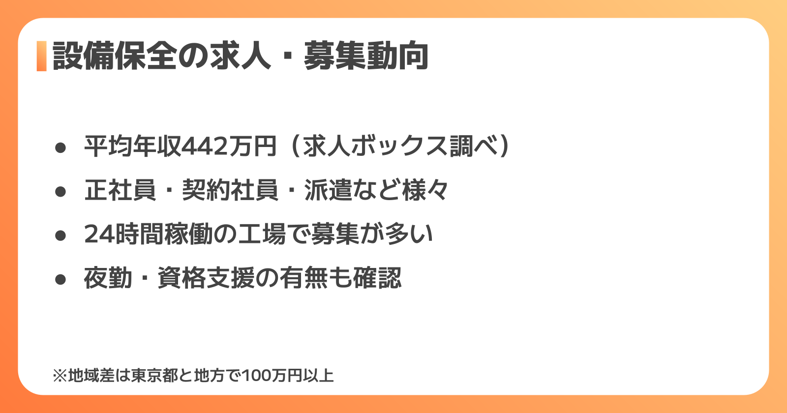 設備保全求人の年収相場