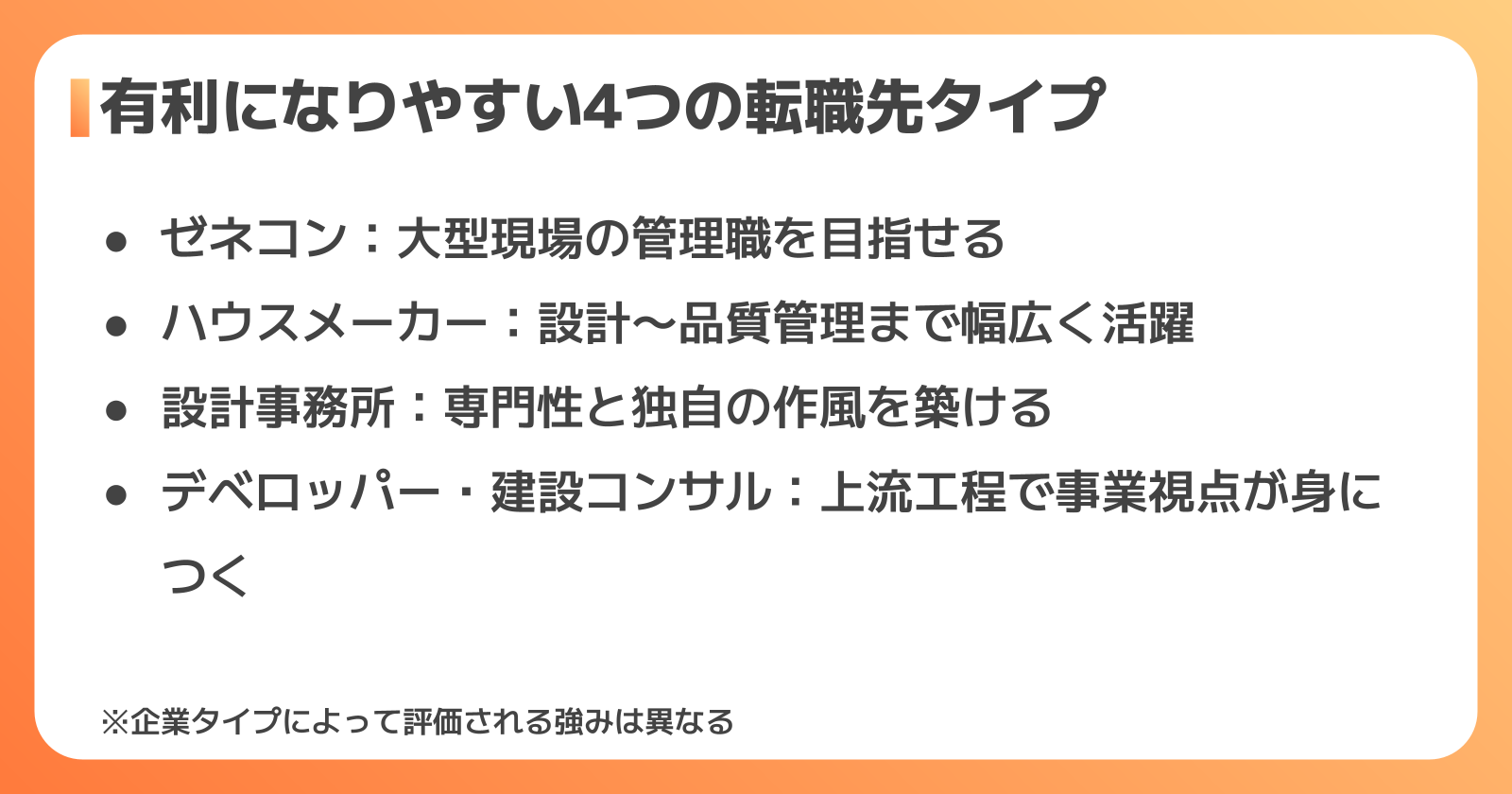一級建築士を活かせる転職先