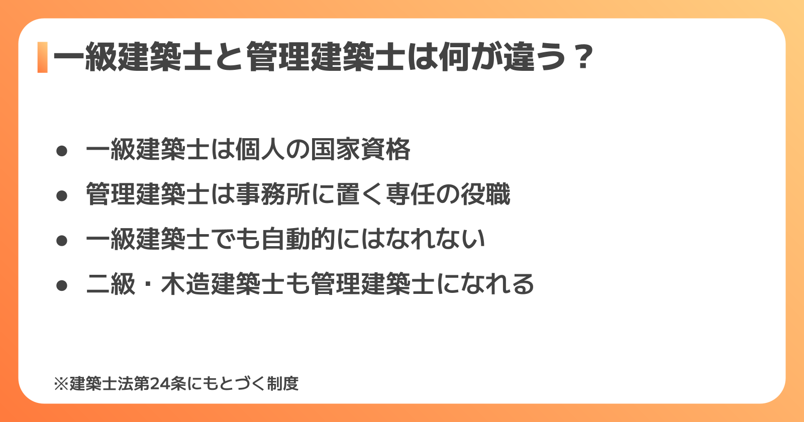 一級建築士と管理建築士の関係