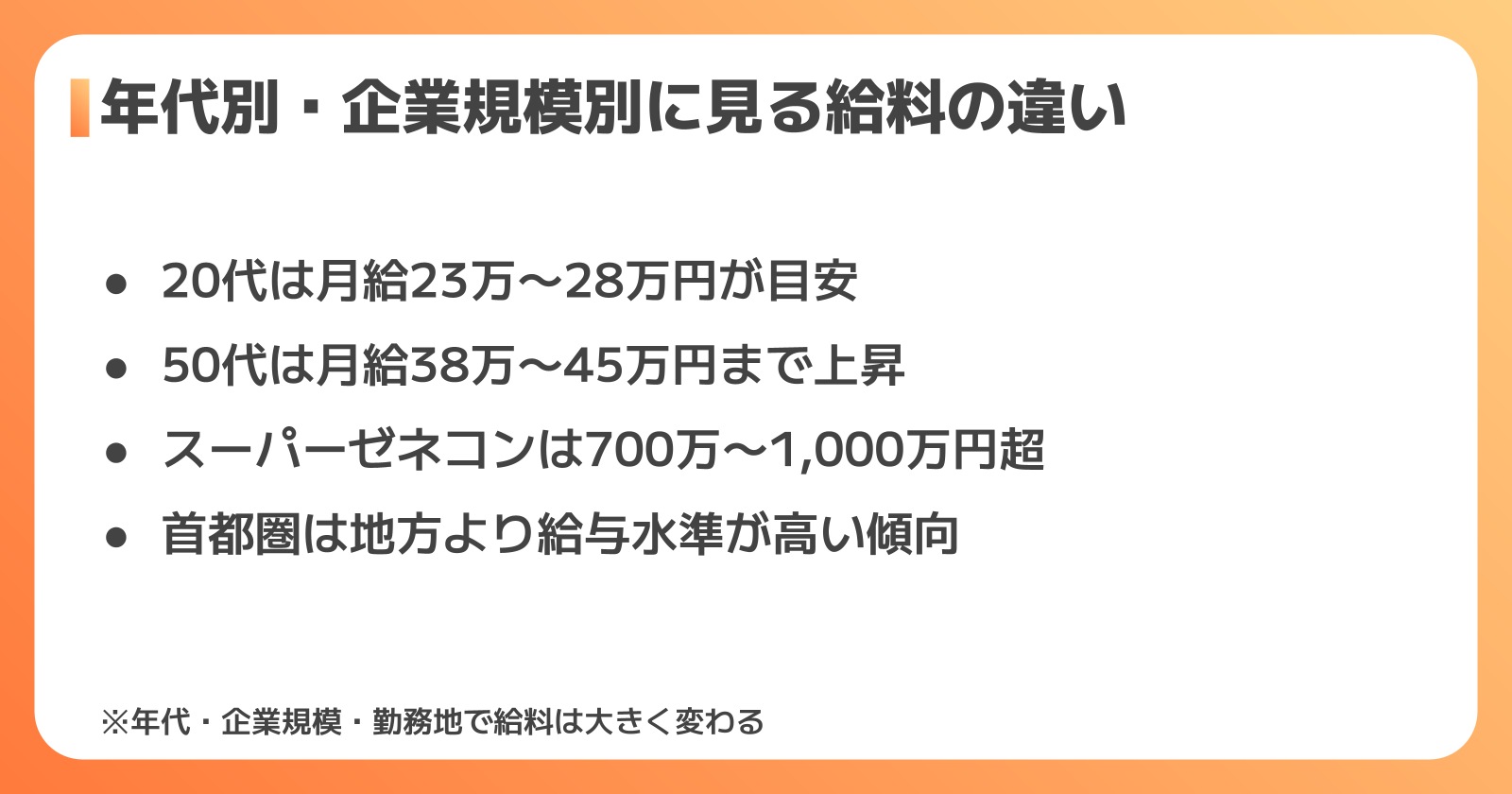 年代別・企業規模別の給料差