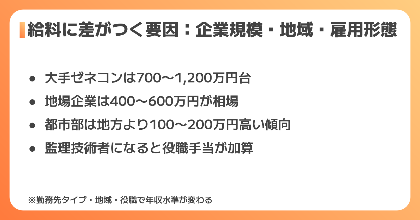 給料に差がつく要因：企業規模・地域・雇用形態