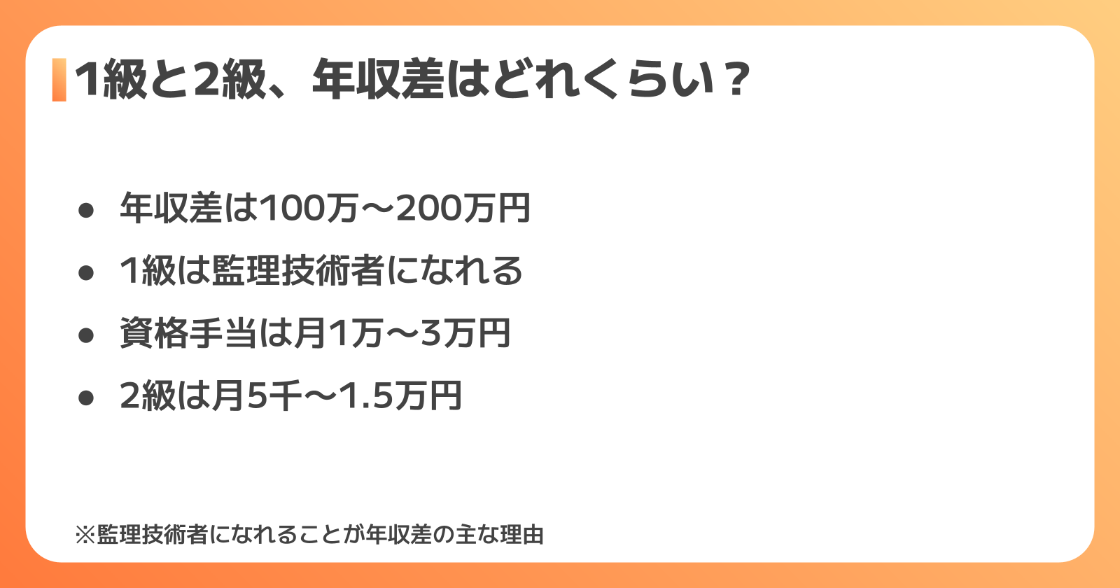 1級と2級の年収差