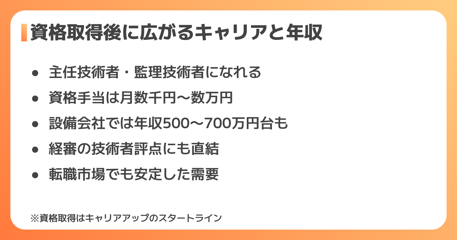 一級管工事施工管理技士を取得した後のキャリアと年収