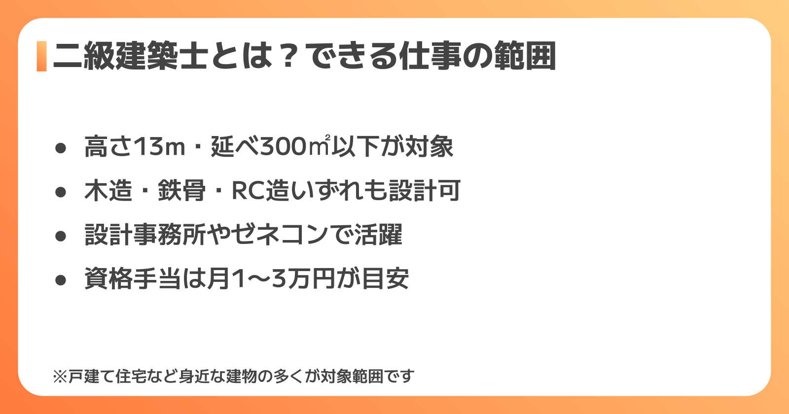 二級建築士とは？仕事の範囲