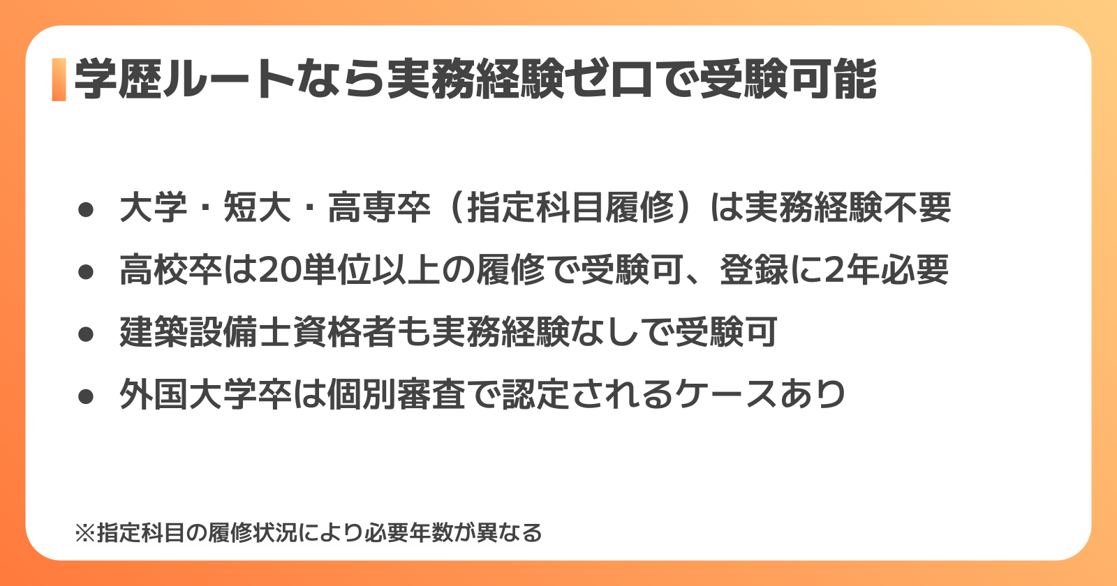 実務経験なしで受験できる学歴ルート