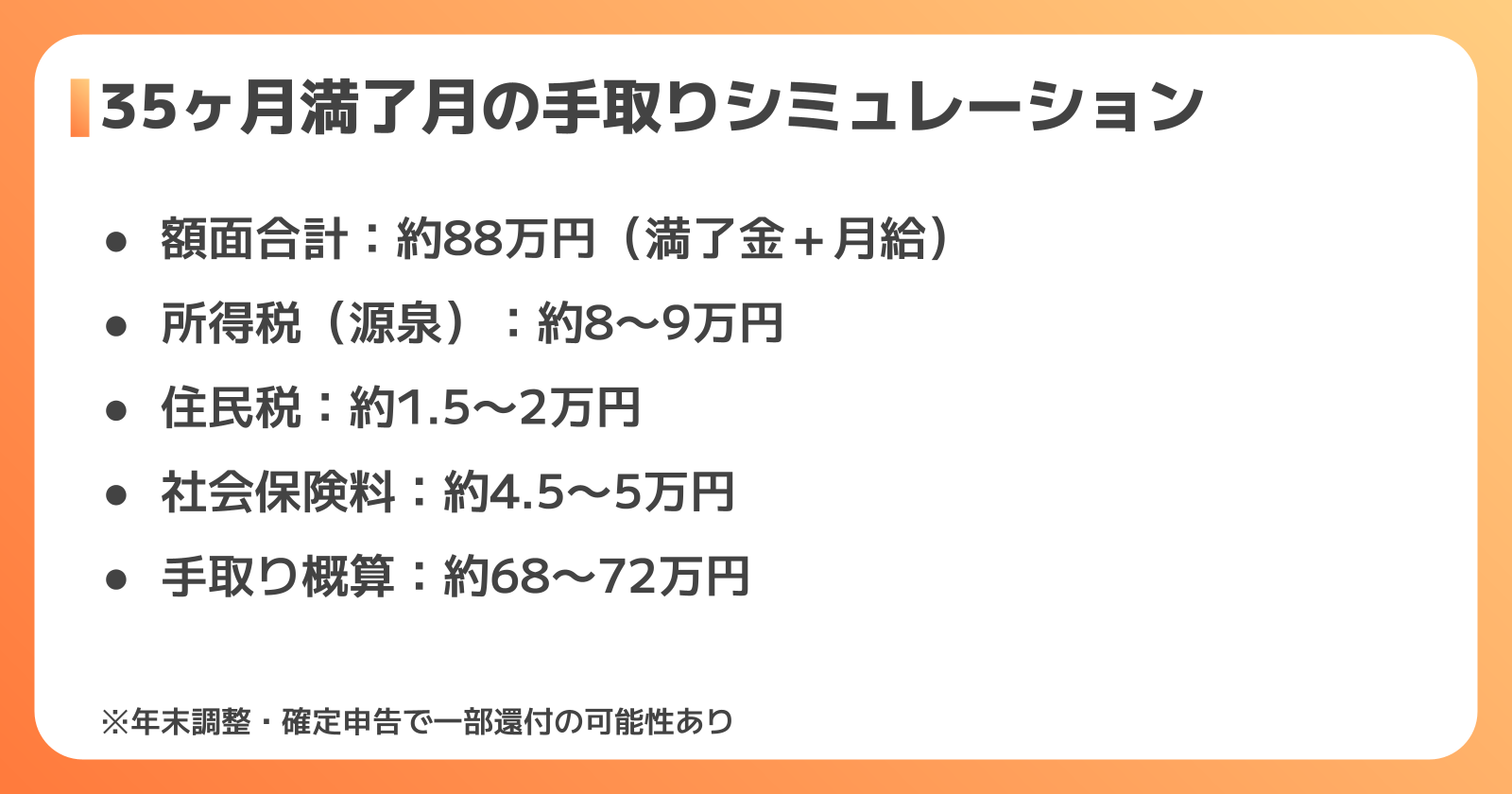 満了金の手取り計算
