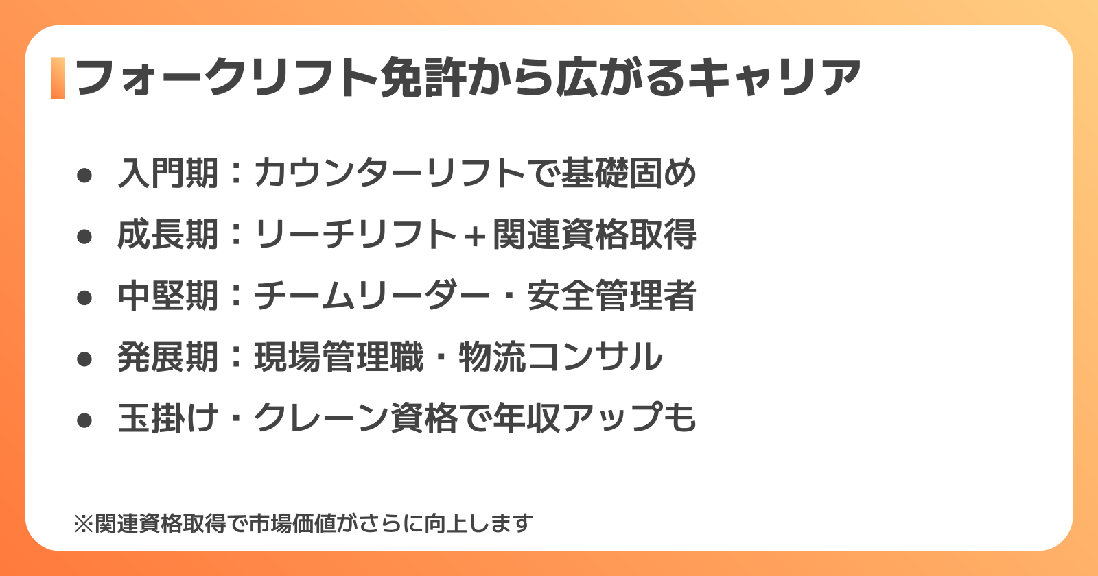 フォークリフト免許取得後のキャリアパスとスキルアップ