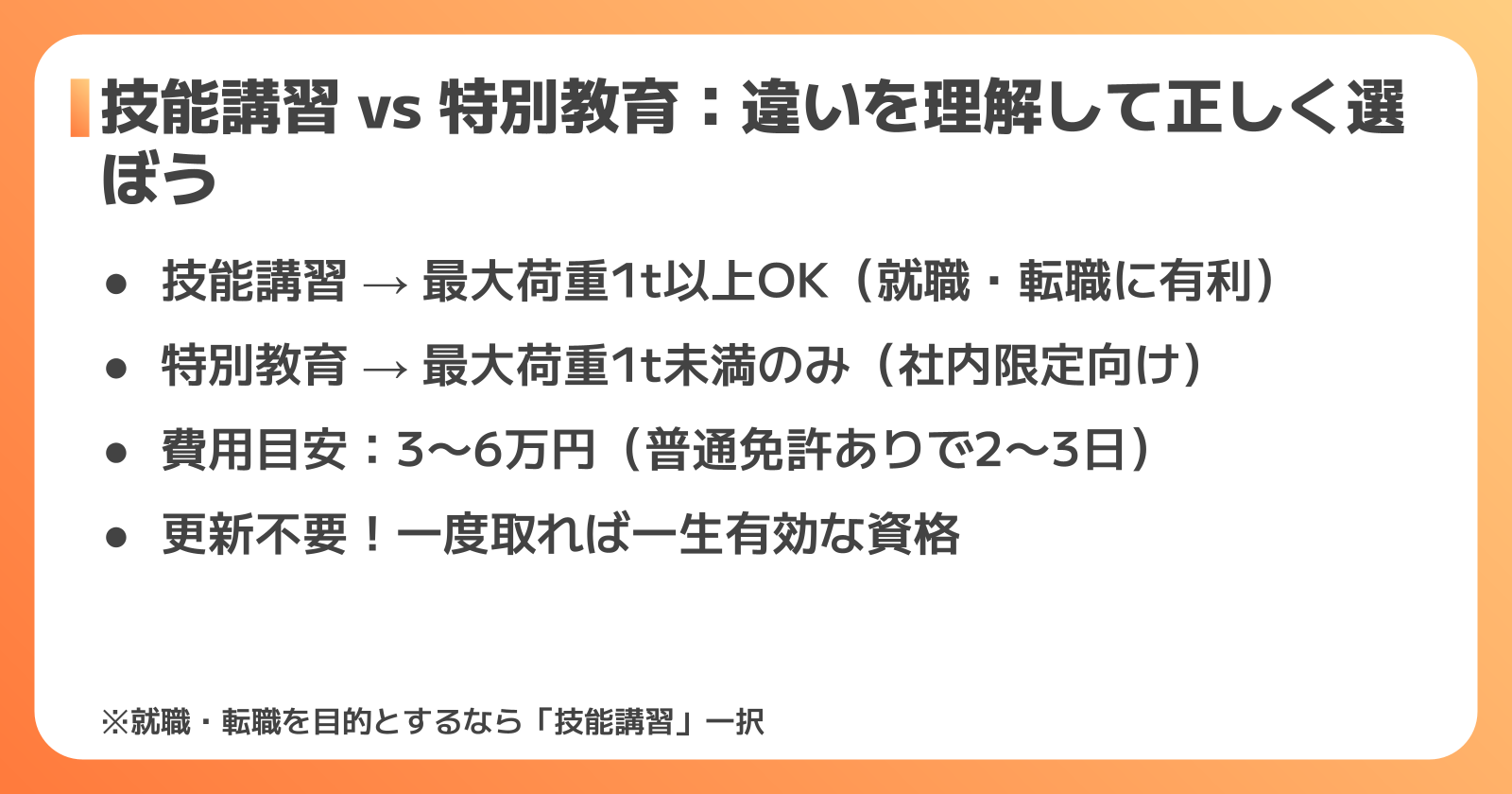 フォークリフト免許の種類と取得方法