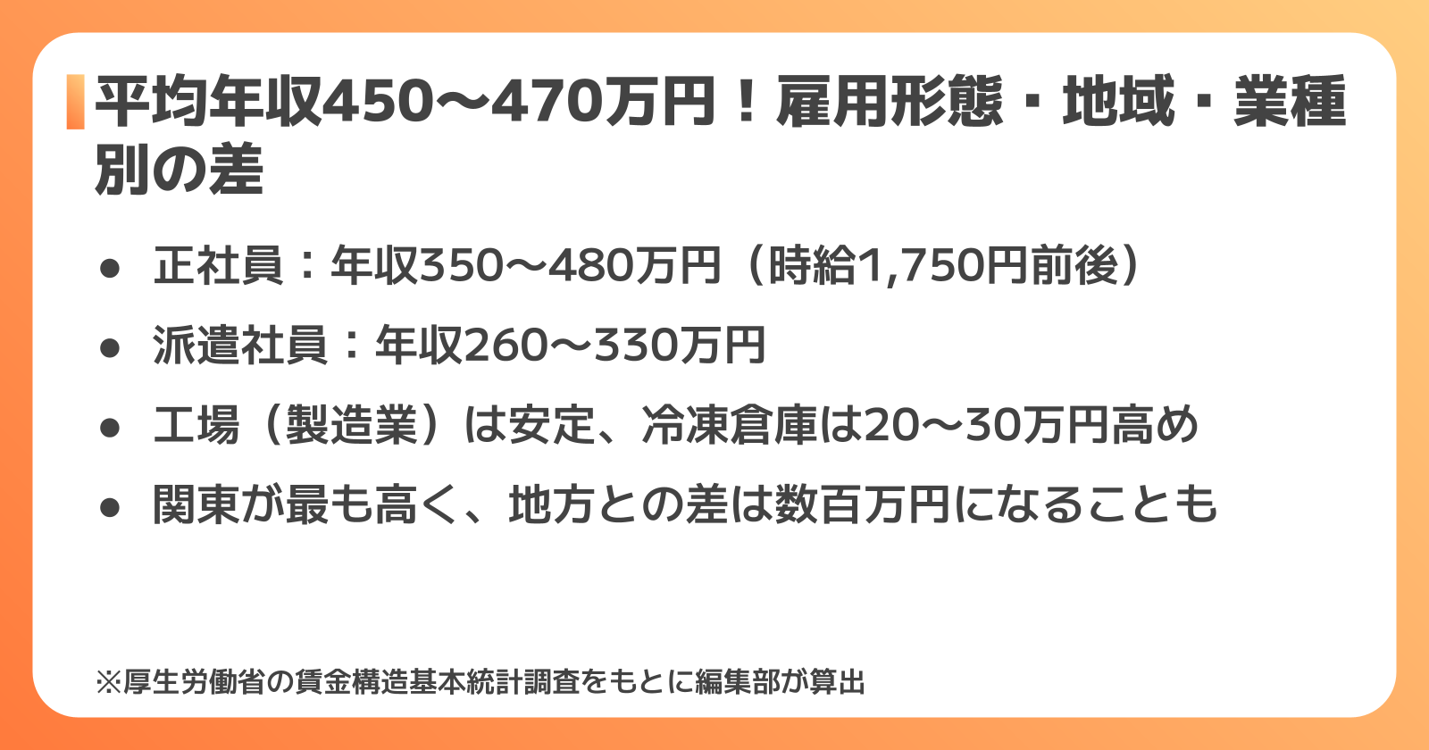 フォークリフトオペレーターの年収相場データ