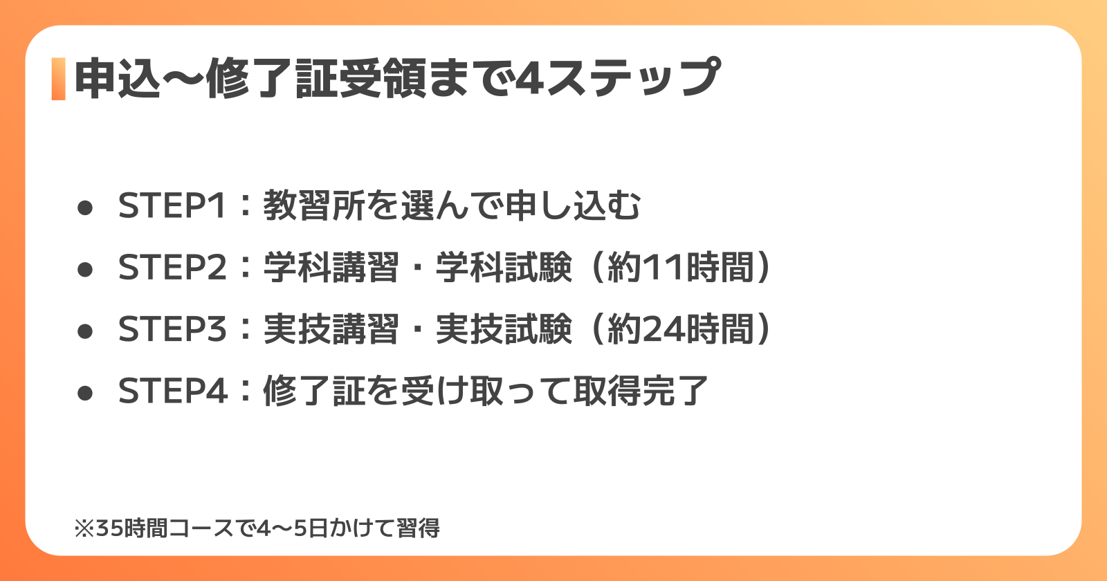 フォークリフト免許取得の4ステップ