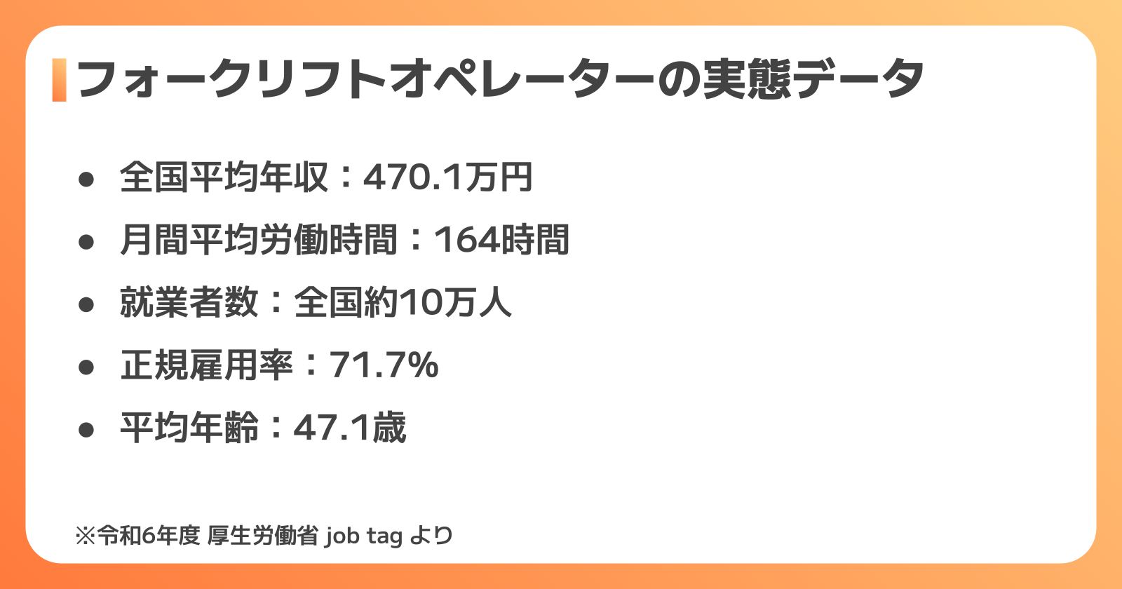 フォークリフトオペレーターの実態データ